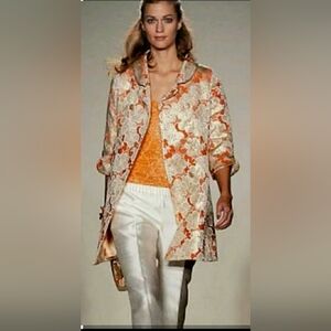 2005 VINTAGE Banana Republic New Tags Coral Gold Metallic 1960s Retro Swing Coat